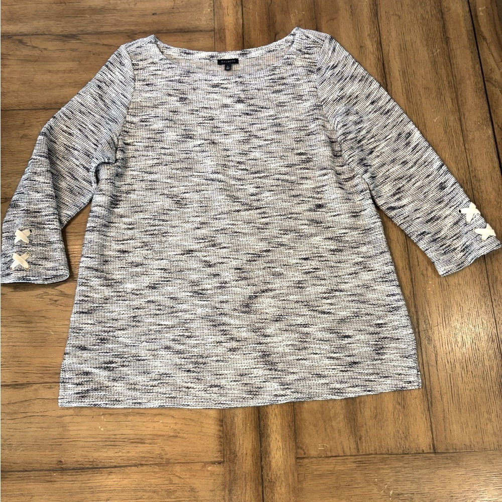 Talbots Boxy 3/4 Sleeve Sweater Top, Large, Nautical Spring Sailing Casual - Picture 1 of 10